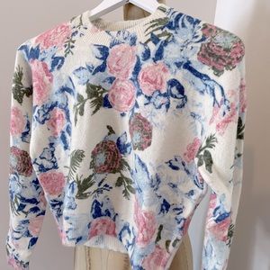 NWT Zara Floral Jacquard Knit Sweater